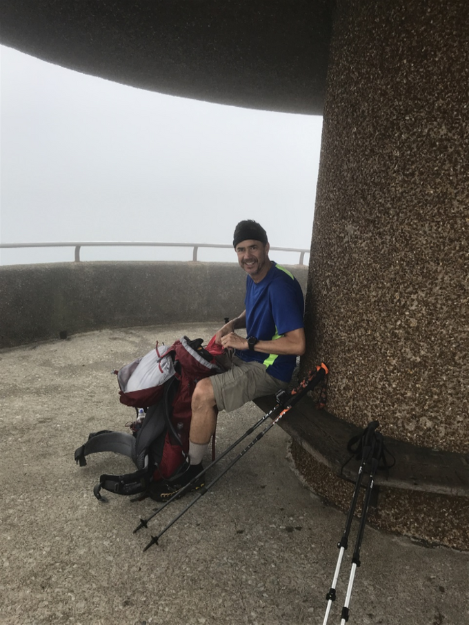 Near Clingmans Dome, the highest point on the AT, but too foggy to see anything.