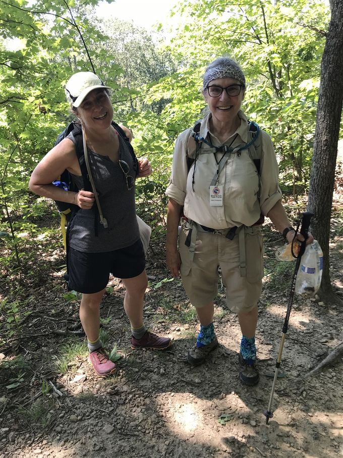 On the trail up to McAfee Knob we met Diane (right) who is on the McAfee Knob Task Force and Rebecca (left) from the ATC; observing the flow of people going to McAfee Knob. Up until now, we have seen more people in 4 hours than we have the previous 15 days put together.